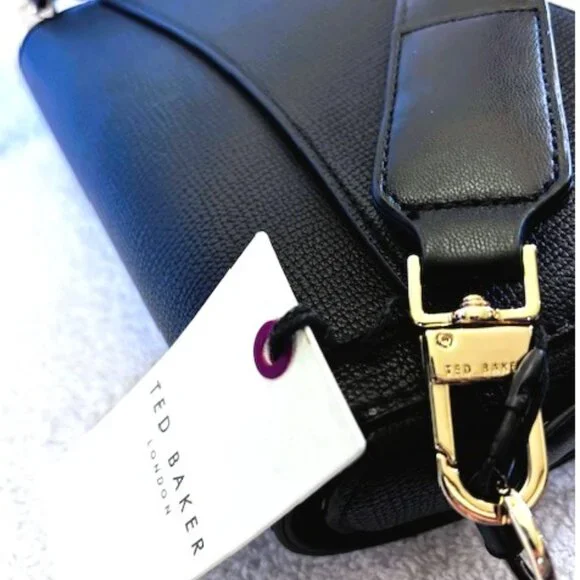 Ted Baker London Rory crossbody in black leather with gold hardware NWT - Picture 7 of 8